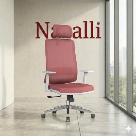 Greta Ergonomik Başlıklı Ofis Çalışma Koltuğu Beyaz Gövdeli Nazalli