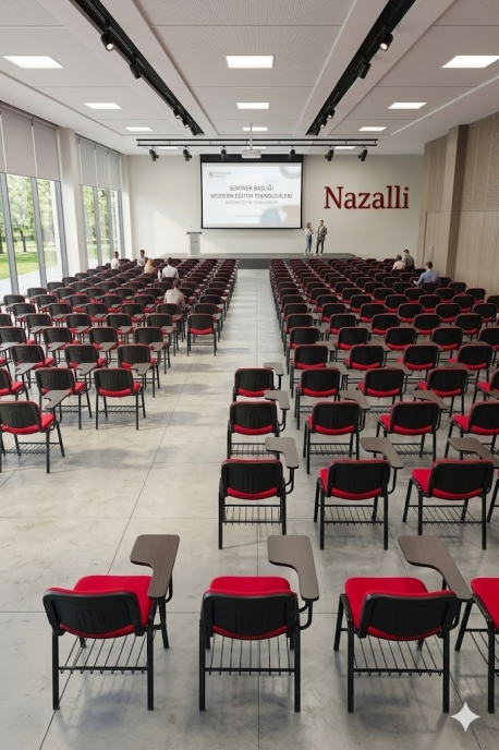 Form Hareketli Ahşap Yazı Tablalı Konferans Sandalyesi | Nazalli (Üniversite ve okullar için ideal, dayanıklı eğitim koltuğu.)