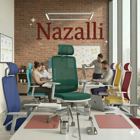 Greta Ergonomik Başlıklı Ofis Çalışma Koltuğu Beyaz Gövdeli Nazalli