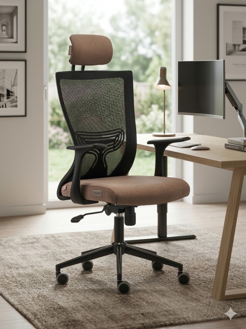 Nazalli Vera – Ayarlanabilir Başlıklı ve Bel Destekli Fileli Ofis Koltuğu