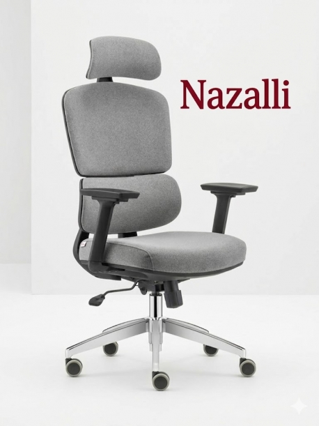 Nazalli Leon Ayarlanabilir Kolçaklı ve Başlıklı Ergonomik Ofis Koltuğu
