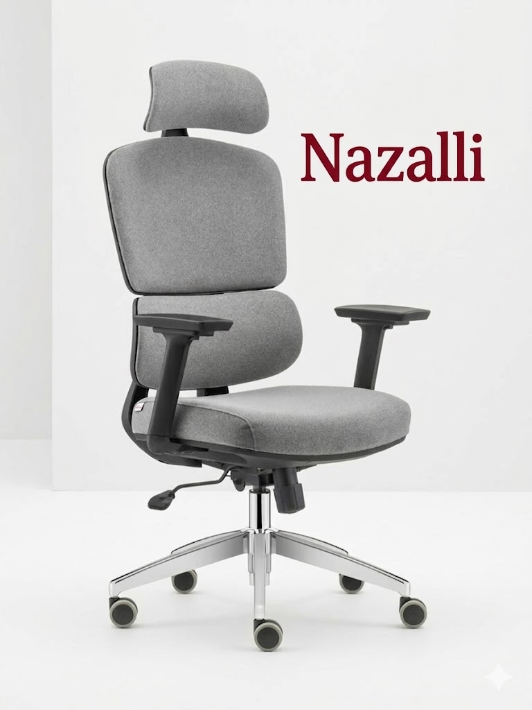 Nazalli Leon Ayarlanabilir Kolçaklı ve Başlıklı Ergonomik Ofis Koltuğu