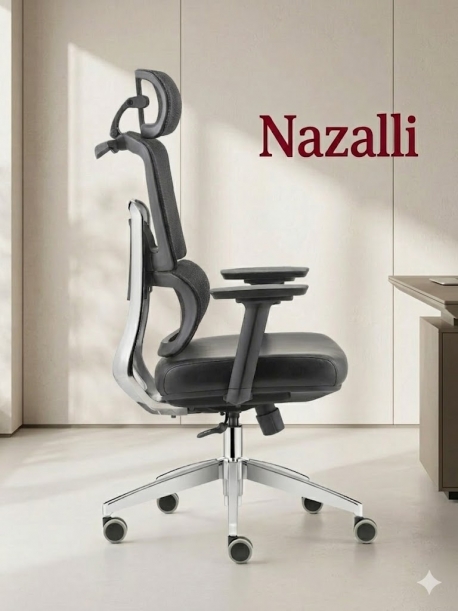 Nazalli Trio  4D Hareketli Kolçaklı ve Entegre Askılı Krom Ayaklı Yönetici Koltuğu