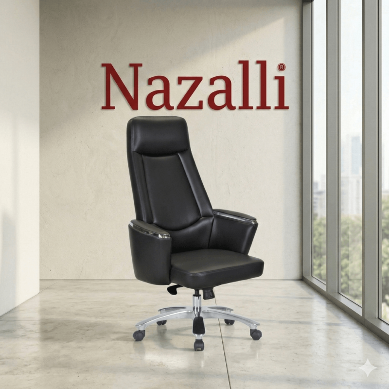 Nazalli Nero Siyah Deri Alüminyum Ayaklı Yönetici Koltuğu