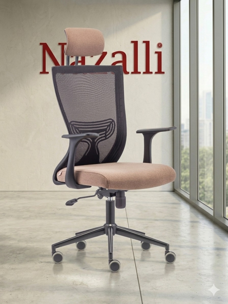 Nazalli Vera – Ayarlanabilir Başlıklı ve Bel Destekli Fileli Ofis Koltuğu