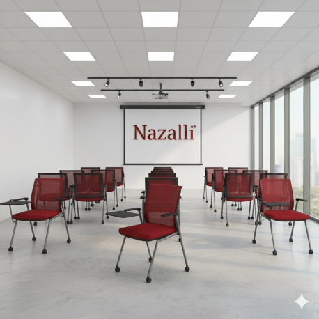 Nazallı Yazı Tablalı Tekerlekli Seminer ve Eğitim Sandalyesi