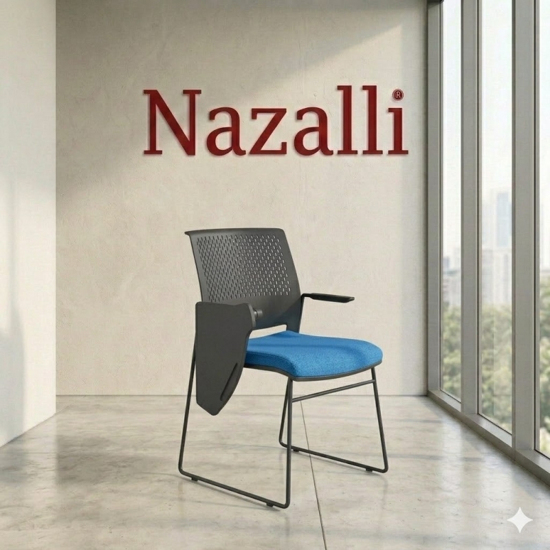 Nazalli Katlanır Yazı Tablalı Konferans ve Eğitim Koltuğu