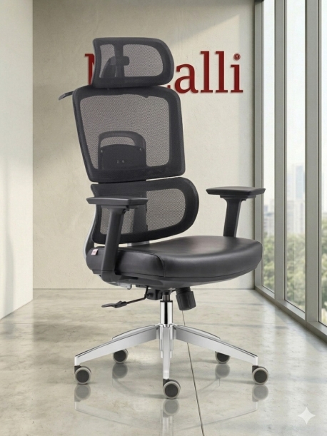 Nazalli Trio  4D Hareketli Kolçaklı ve Entegre Askılı Krom Ayaklı Yönetici Koltuğu