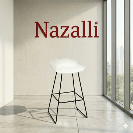 Yüksek Bar Taburesi – Beyaz Polipropilen Gövdeli Ofis ve Kafe Sandalyesi